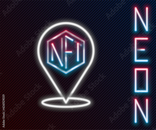 Glowing neon line NFT Digital crypto art icon isolated on black background. Non fungible token. Colorful outline concept. Vector