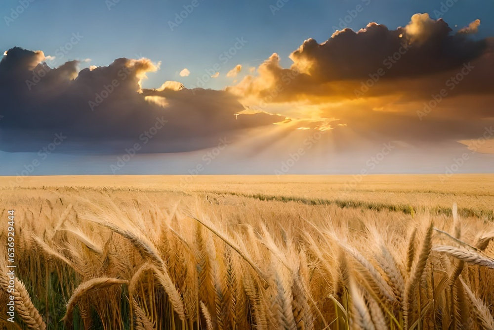 Fields of wheat on a natural background