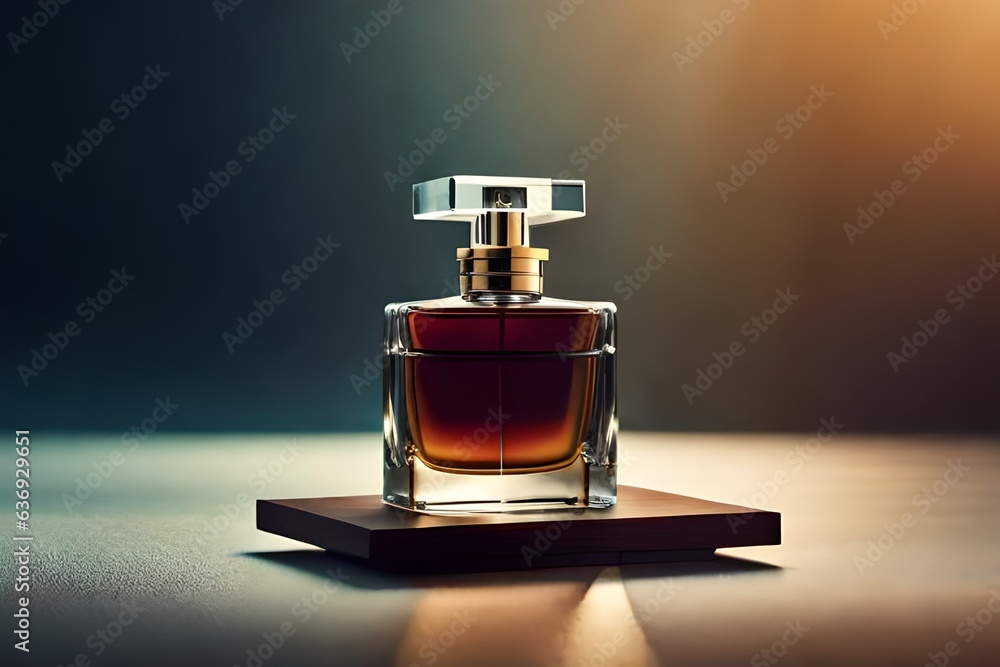 Perfume bottle on a neutral background created and generated by AI Perfume bottle on a neutral background created and generated by AI