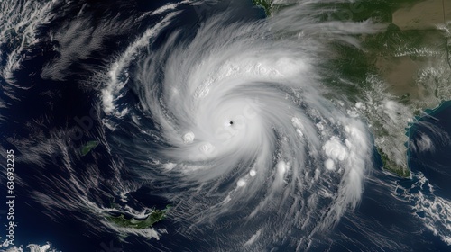 Hurricane from space. The atmospheric cyclone. ai generative