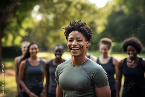 Non-Binary Personal Trainer Leads Diverse Park Workout with Infectious Positivity © Bohdan