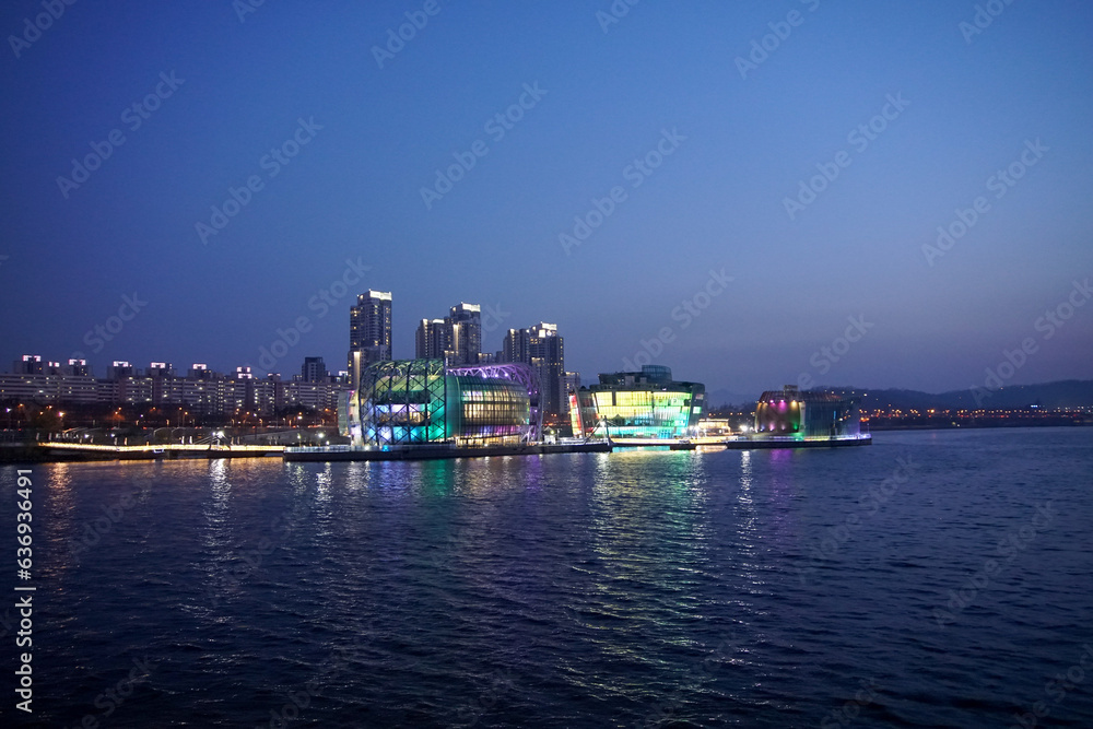 Obraz premium Floating Islands night illumination Seoul Korea skyline