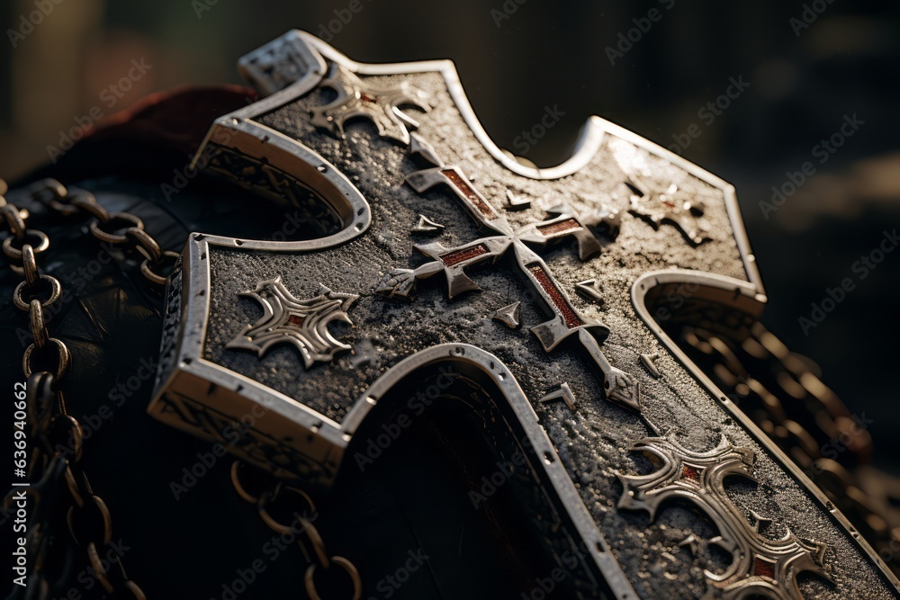 Φωτογραφία Close-up shots of the iconic symbols associated with the Knights Templar, such as the cross pattee, engraved on stone or metal surfaces