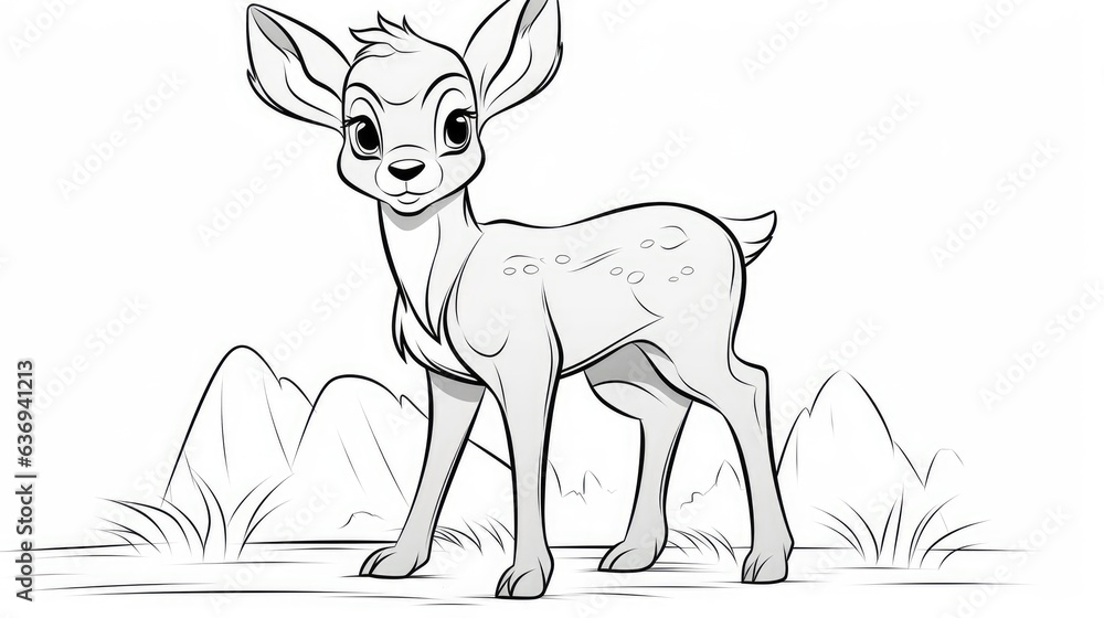 Simple coloring pages for children, doe