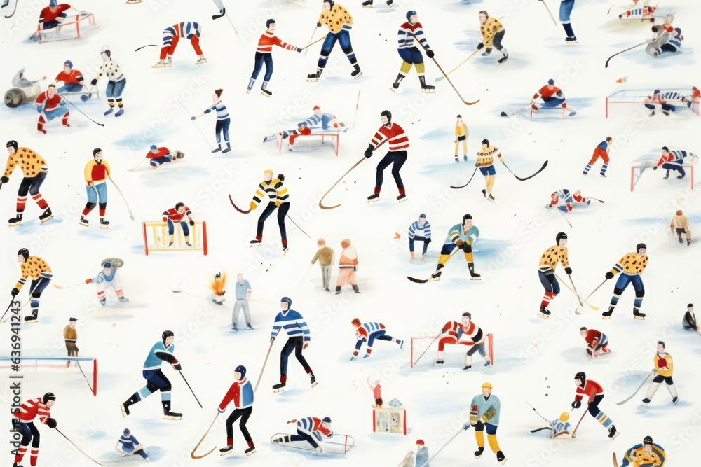 Illustration of hockey players on a white background