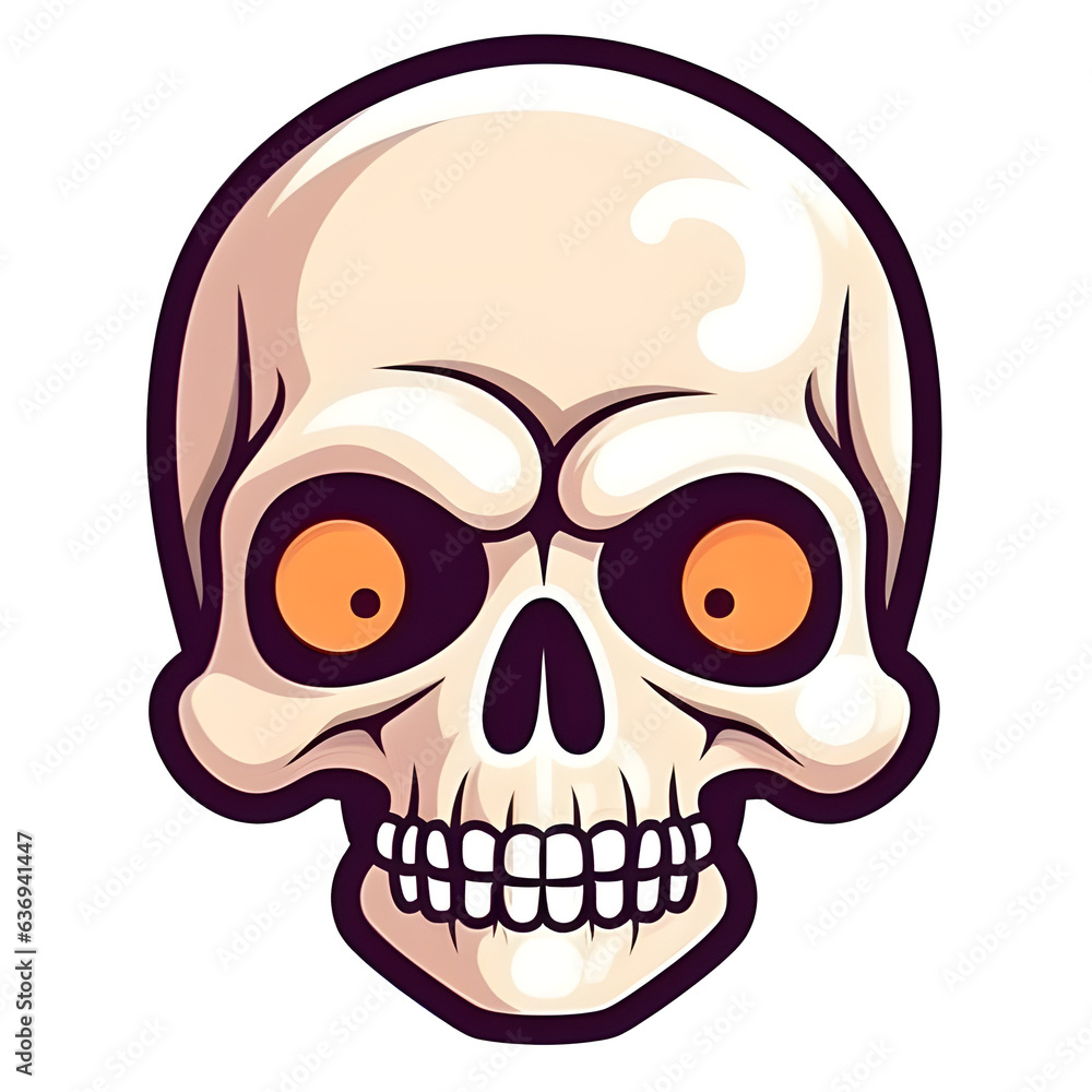halloween cute skull cartoon character style generative AI. halloween cute skull cartoon character style generative AI.