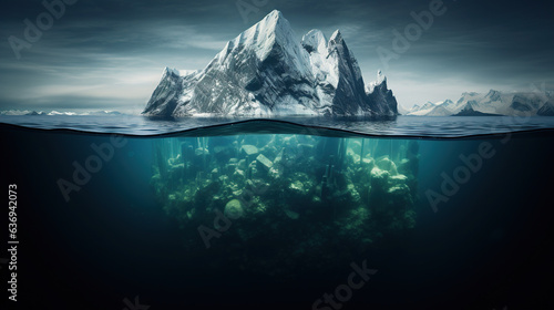 Large Iceberg Floating in the Middle of the Ocean.Generative Ai