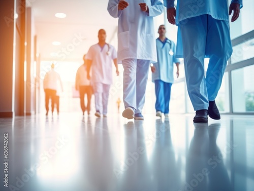 Medical staff in an hospital wearing blouses photo