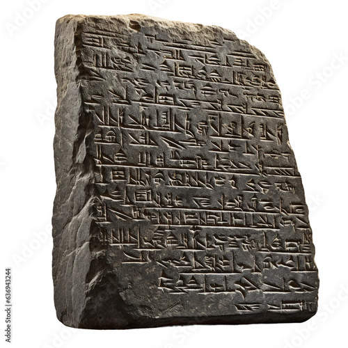 Replica of Rosetta stone. isolated object, transparent background photo