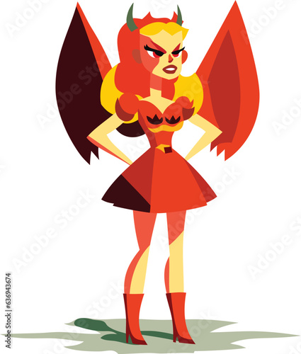 Cartoon Retro Devil Woman