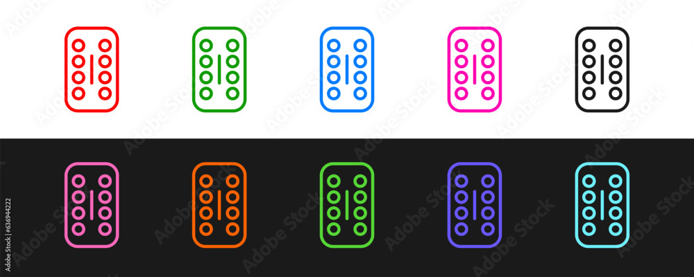 Set line Sedative pills icon isolated on black and white background. Vector Set line Sedative pills icon isolated on black and white background. Vector