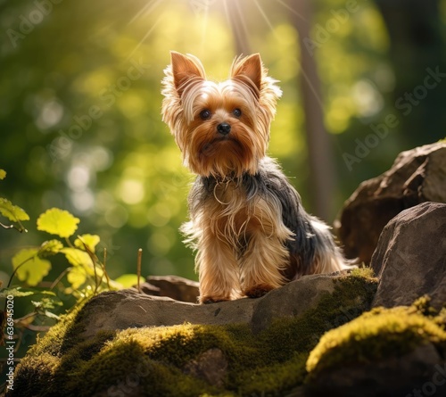 Small domestic dog on the grass © cherezoff