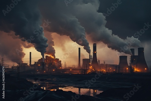 Industrial chimneys pollute the environment. global warming concept © ORG