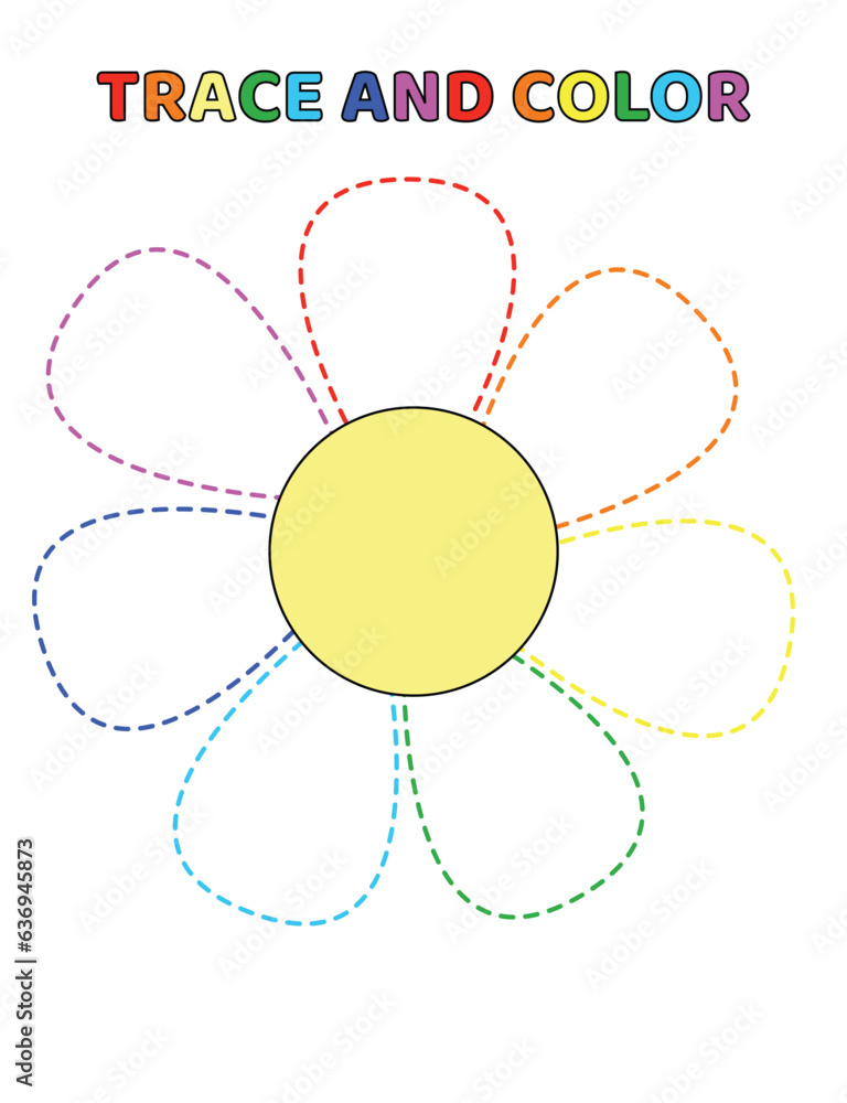 Preschool worksheet for practicing fine motor skill. Trace and color
