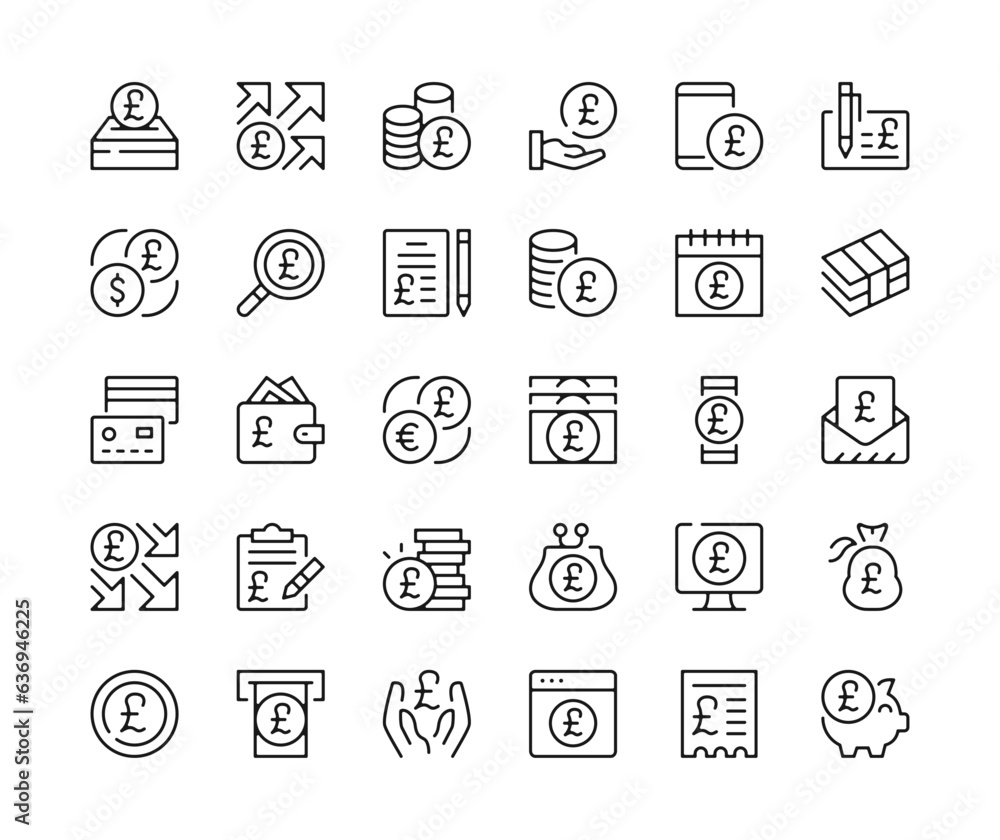 British Pound Sterling Icons Vector Line Icons Set UK Currency british-pound-sterling-icons-vector-line-icons-set-uk-currency