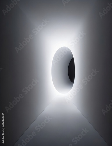 A deep, dark, and seemingly bottomless hole, its walls illuminated by a soft white light. photo