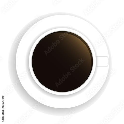 Top view of coffee cup with place for your text. Fresh espresso icon. Vector illustration isolated on white background