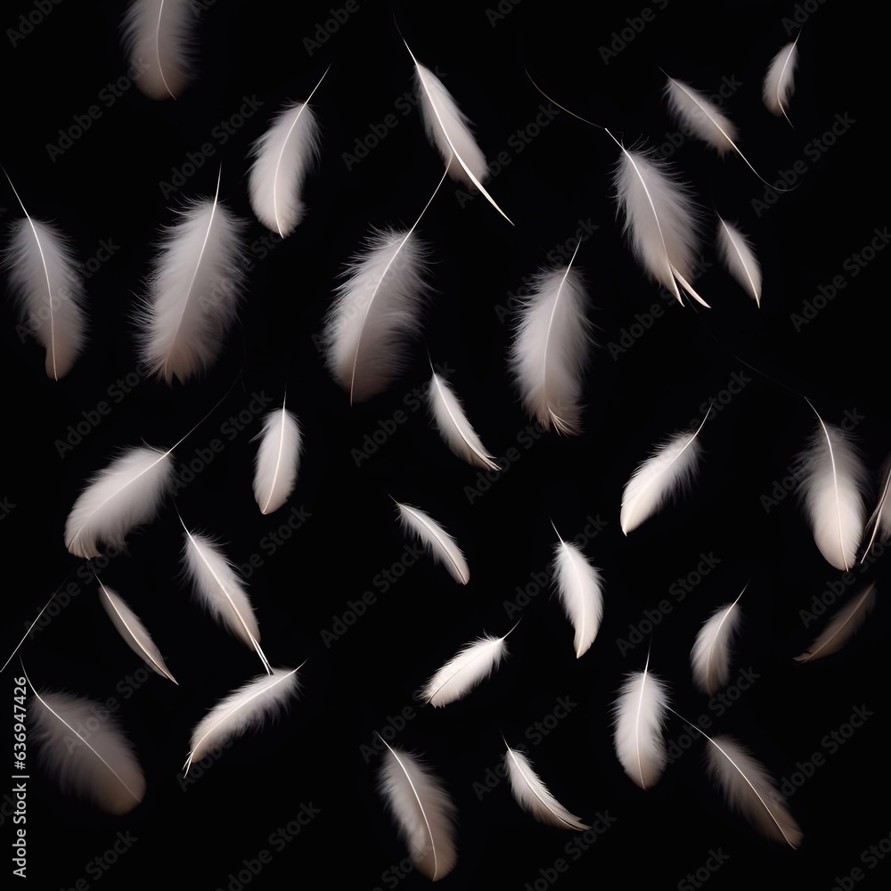 Fototapeta premium Feathers floating in the air generative ai illustration art