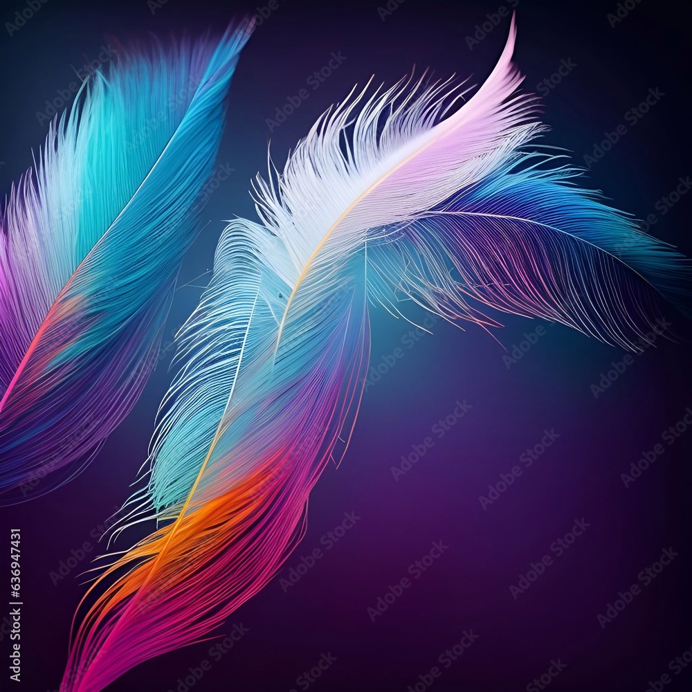 Fototapeta premium Feathers floating in the air generative ai illustration art