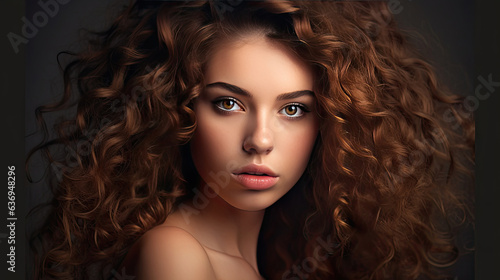 A Beauty model girl with curly hairstyle . Fashion, cosmetics and makeup. Generative Ai