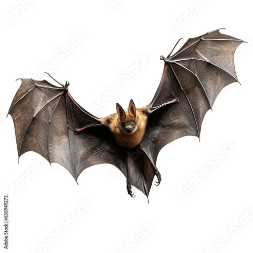 Halloween bat in flight isolated on white transparent background, png, 3d