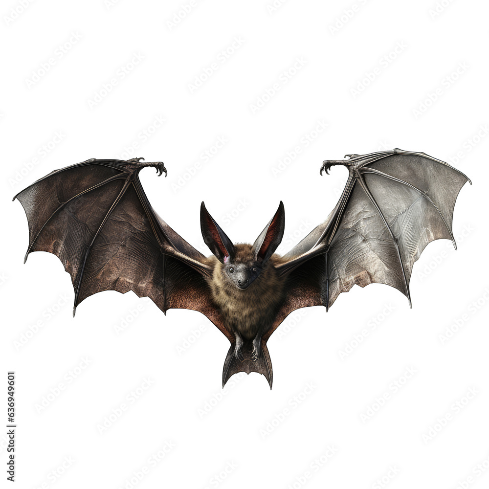 Fototapeta premium Halloween bat in flight isolated on white transparent background, png, 3d