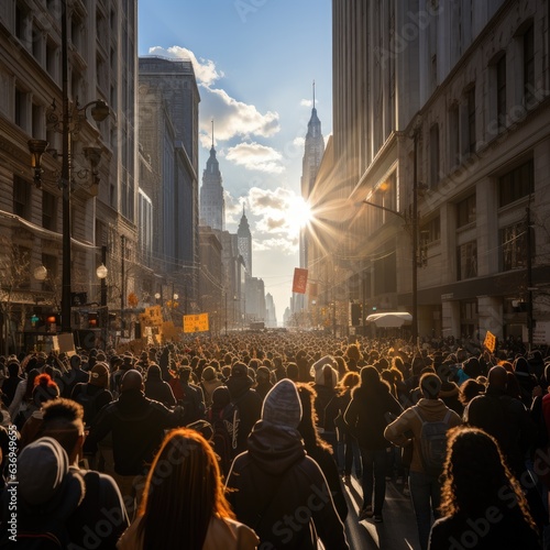 City's streets during a dynamic protest rally © YouraPechkin