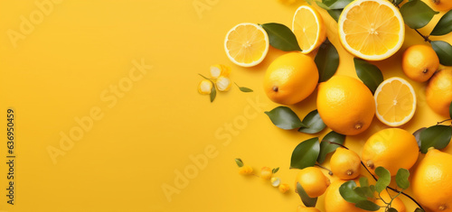 natural summer healthy yellow food background juicy fresh fruit lemon top. Generative AI.