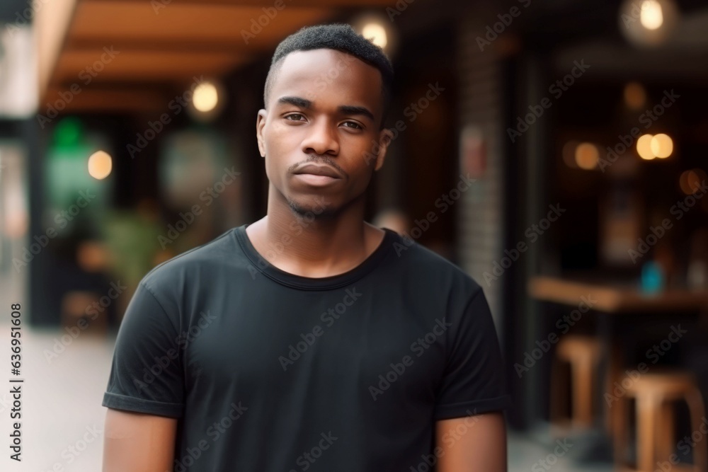Black man black tshirt. Generate Ai Black man black tshirt. Generate Ai
