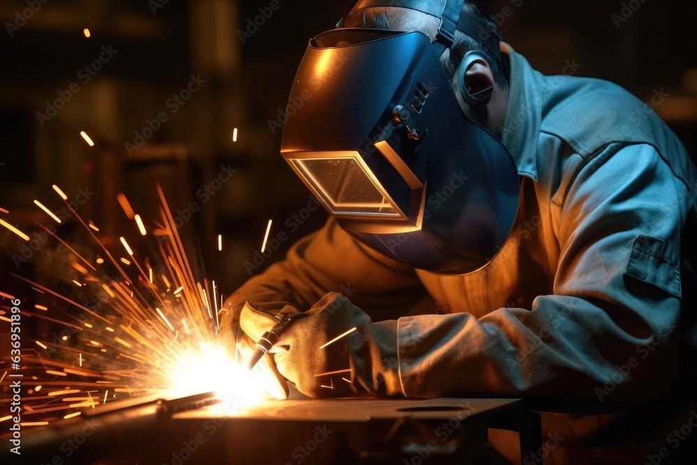 welder, Man welds at the factory. welder, Man welds at the factory.