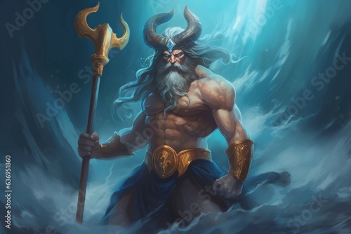 Poseidon sea god. Generate Ai photo