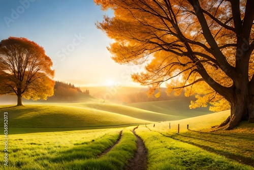 autumn landscape in the morning GENERATIVE AI