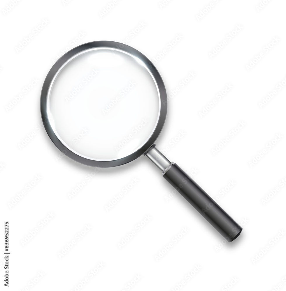Search icon vector. Magnifying Glass Isolated On White Background, With Gradient Mesh.Realistic Magnifying glass with shadow Vector Search icon vector. Magnifying Glass Isolated On White Background, With Gradient Mesh.Realistic Magnifying glass with shadow Vector