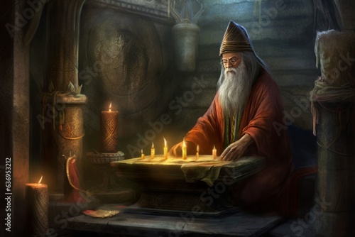 Wizard temple ritual man. Generate Ai