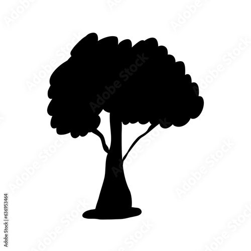 Tree icon silhouette. Isolated tree on white background.