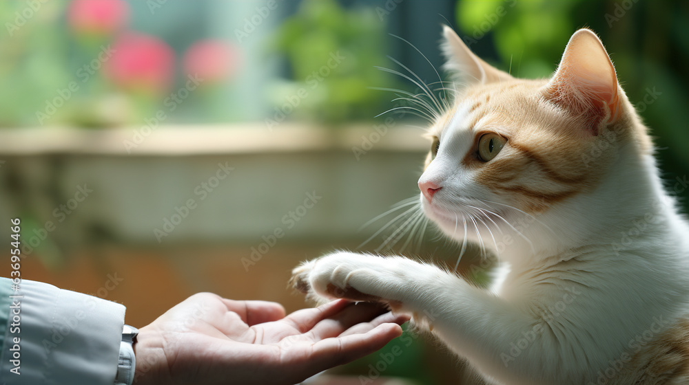 Gentle Paw Touch An image of a cat reaching out its paw, touching the