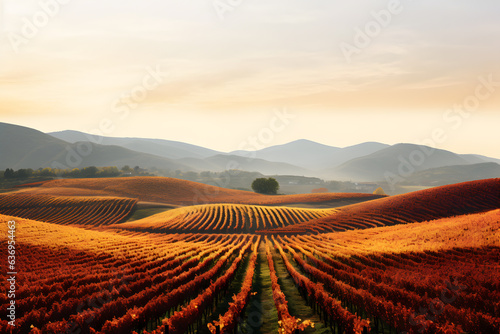 A scenic image of rolling vineyards in their autumn