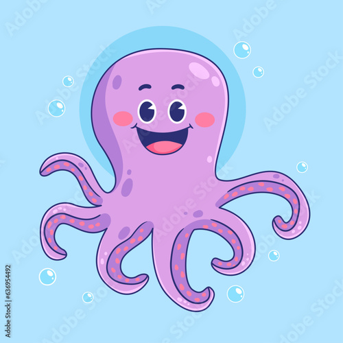 Cartoon cute octopus vector