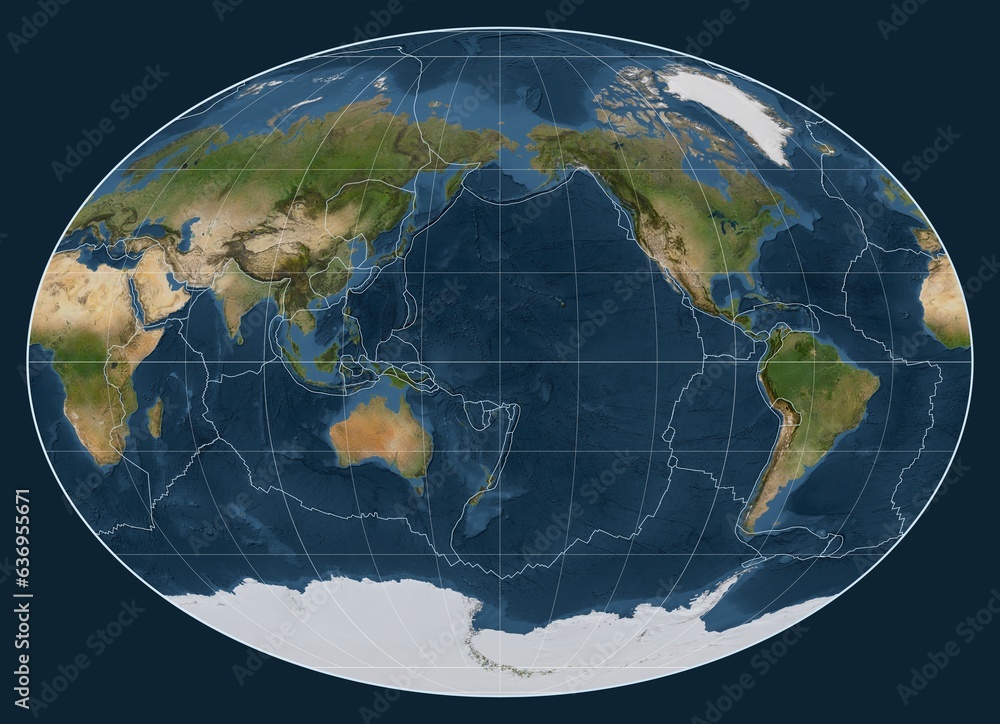 Naklejka premium Tectonic plates. Satellite. Fahey projection 180