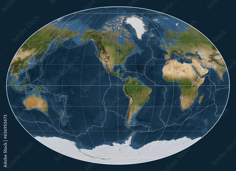 Fototapeta premium Tectonic plates. Satellite. Fahey projection -90 west