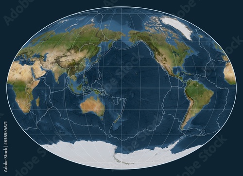 Fototapeta Naklejka Na Ścianę i Meble -  Tectonic plates. Satellite. Fahey projection 180
