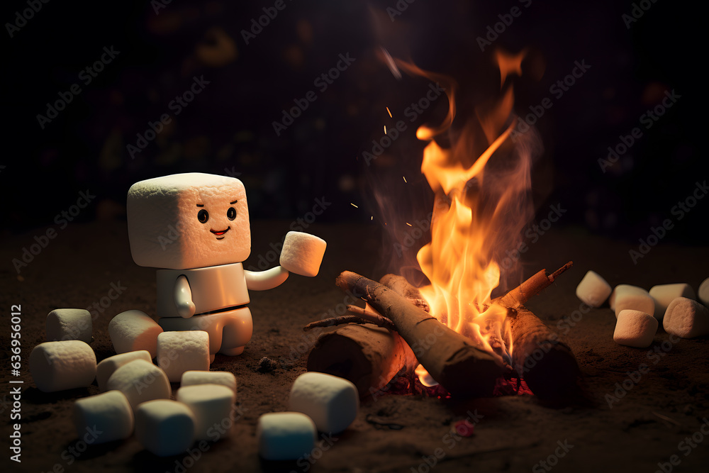 campfire and Marshmallow - obrazy, fototapety, plakaty 