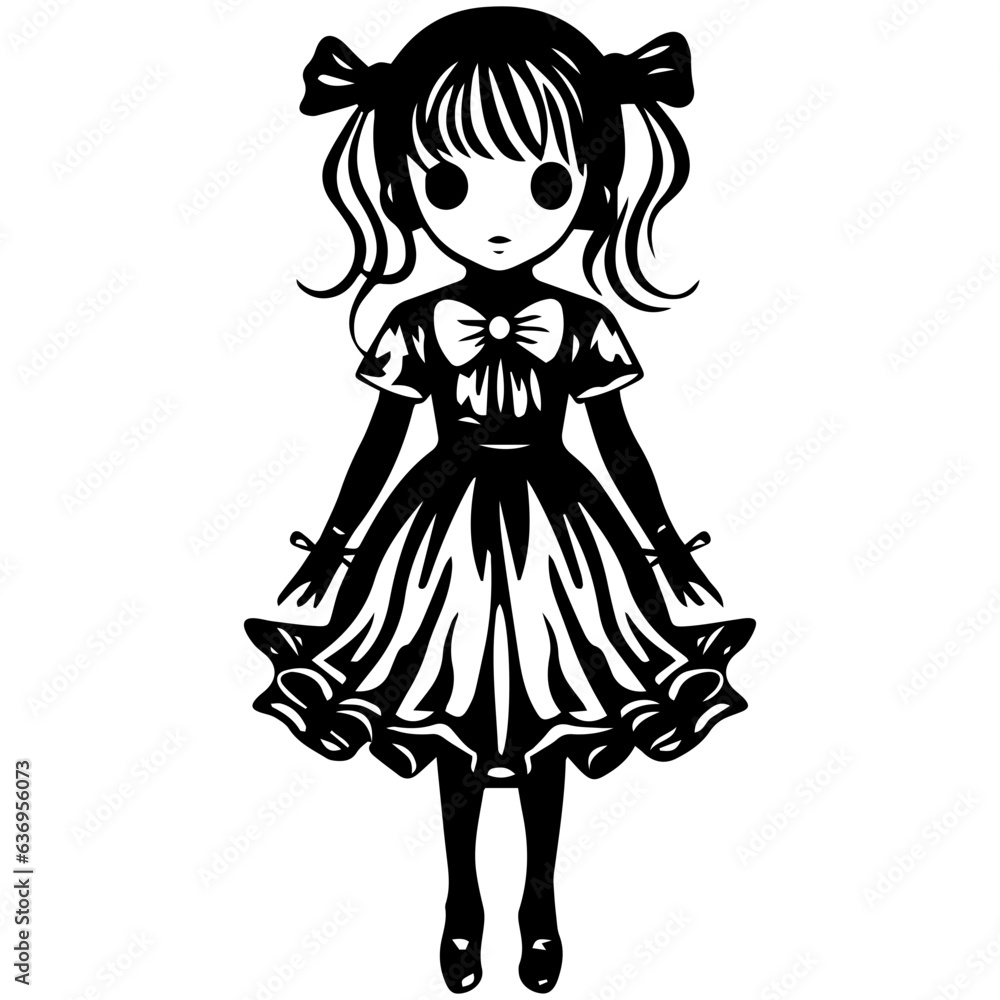 creepy doll vector illustration