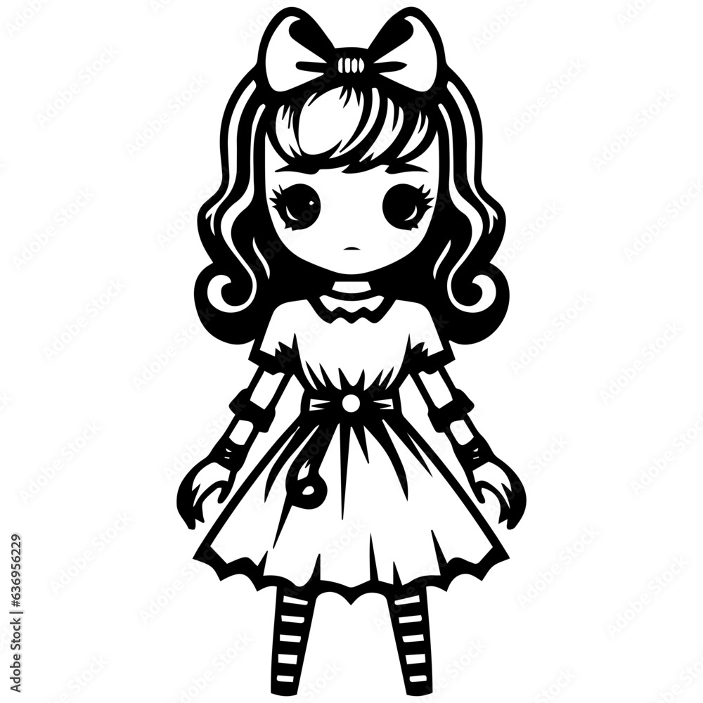 creepy doll vector illustration