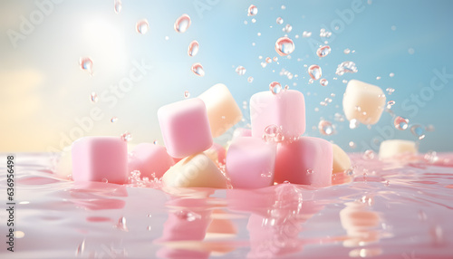 Marshmallow splash water product presentation