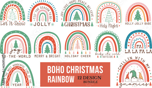 Print op canvas Boho Christmas Rainbow SVG Bundle