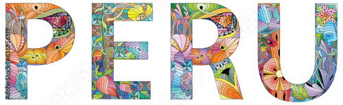 Peru is a country in western South America. Vector decorative zentangle object