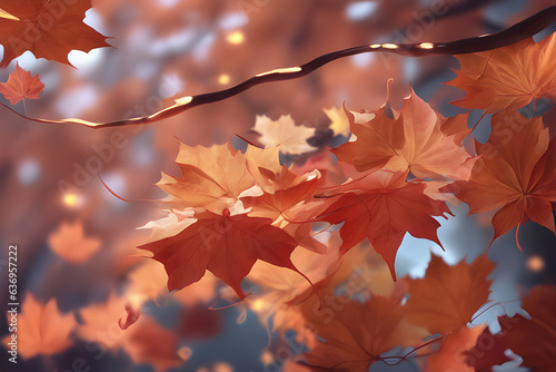 autumn leaves in the forest background Generative AI