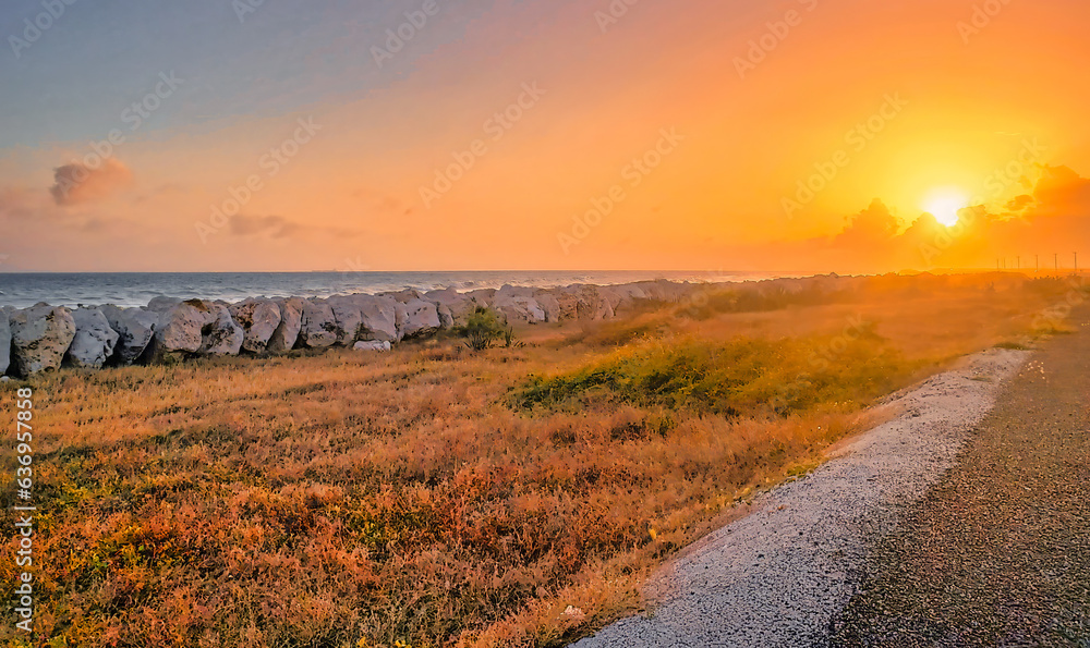 Sunrise on Palisadoes a thin strip of sand that serves as a natural protection for Kingston Harbour, Jamaica