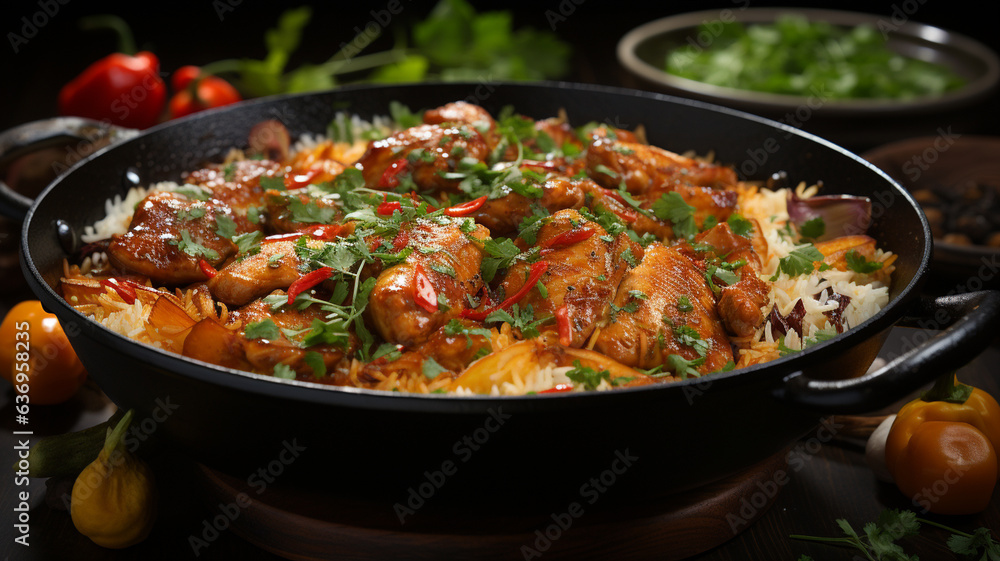 fried chicken with vegetables and spices fried chicken with vegetables and spices